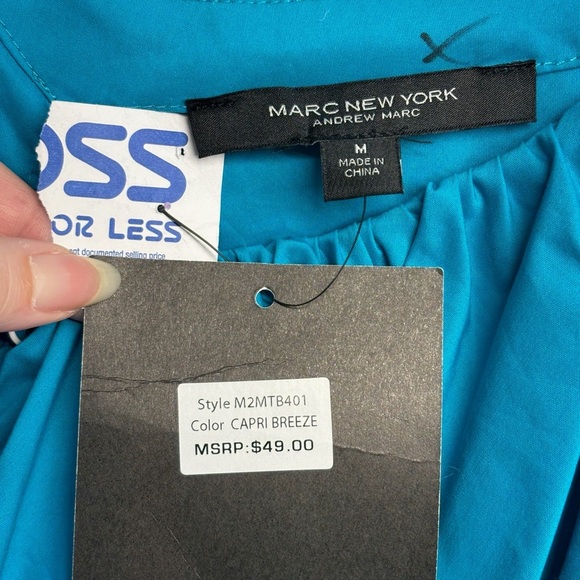 NWT Marc New York Capri Breeze Blue Blouse Ruffle M - Picture 3 of 6